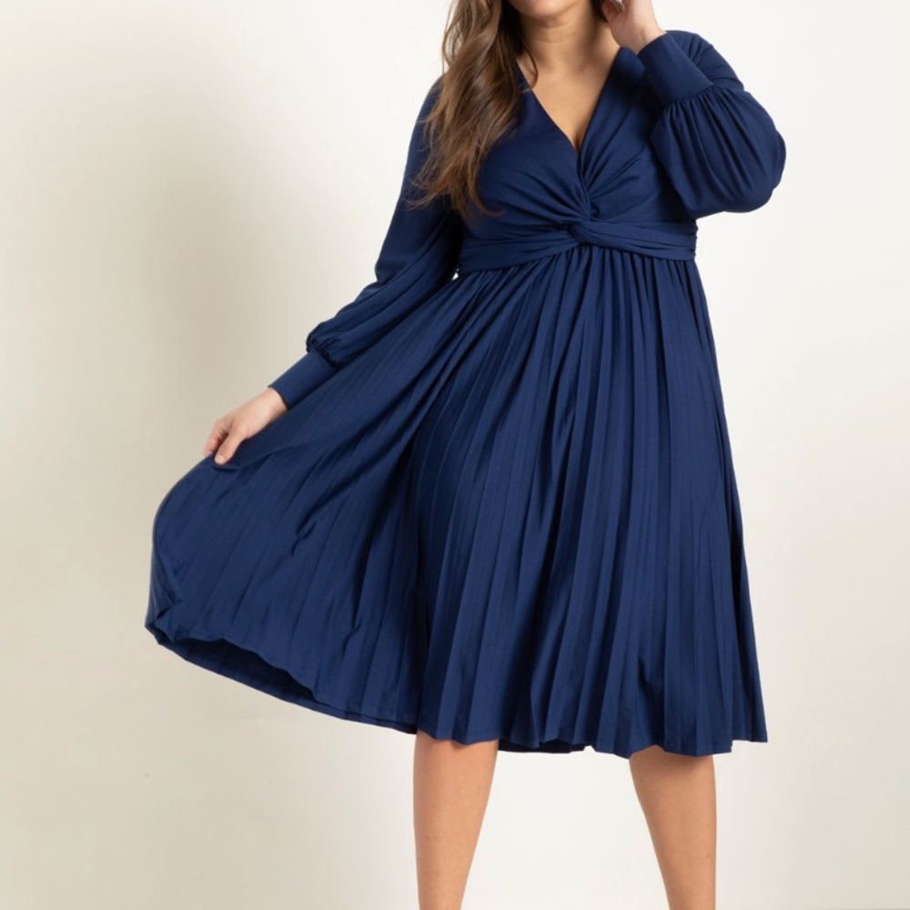 Eloquii Knot Front Pleated Skirt Dress Size 20 Blue